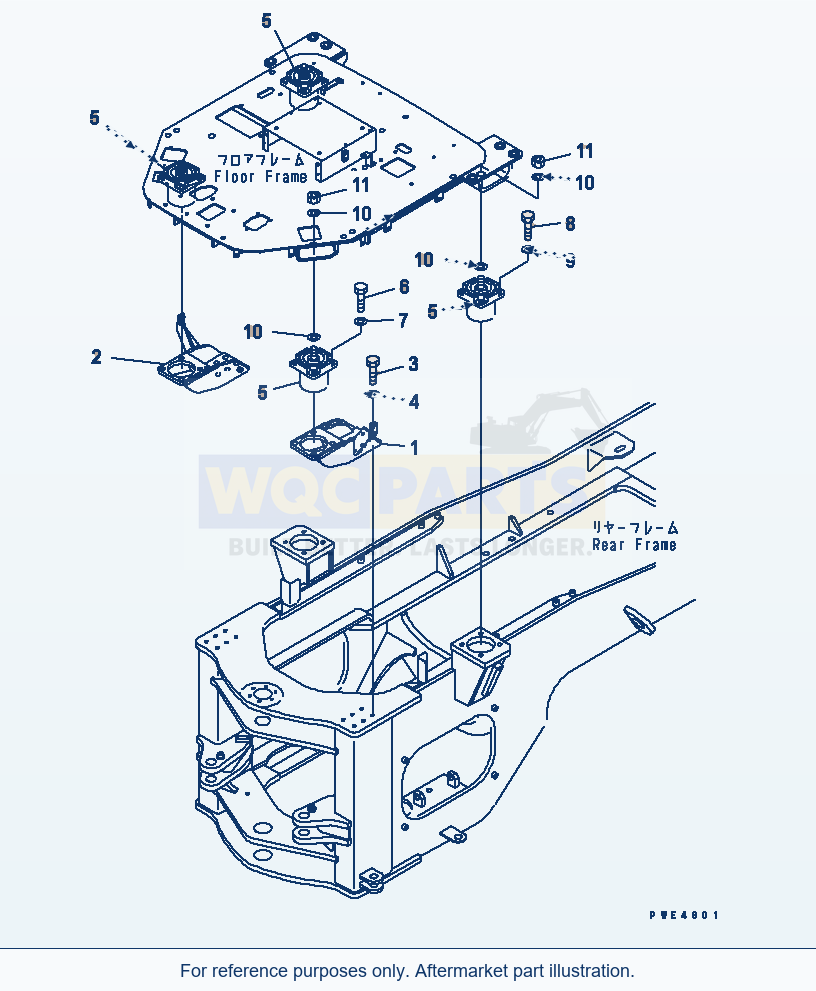 Komatsu WA380-3 Floor Support parts diagram