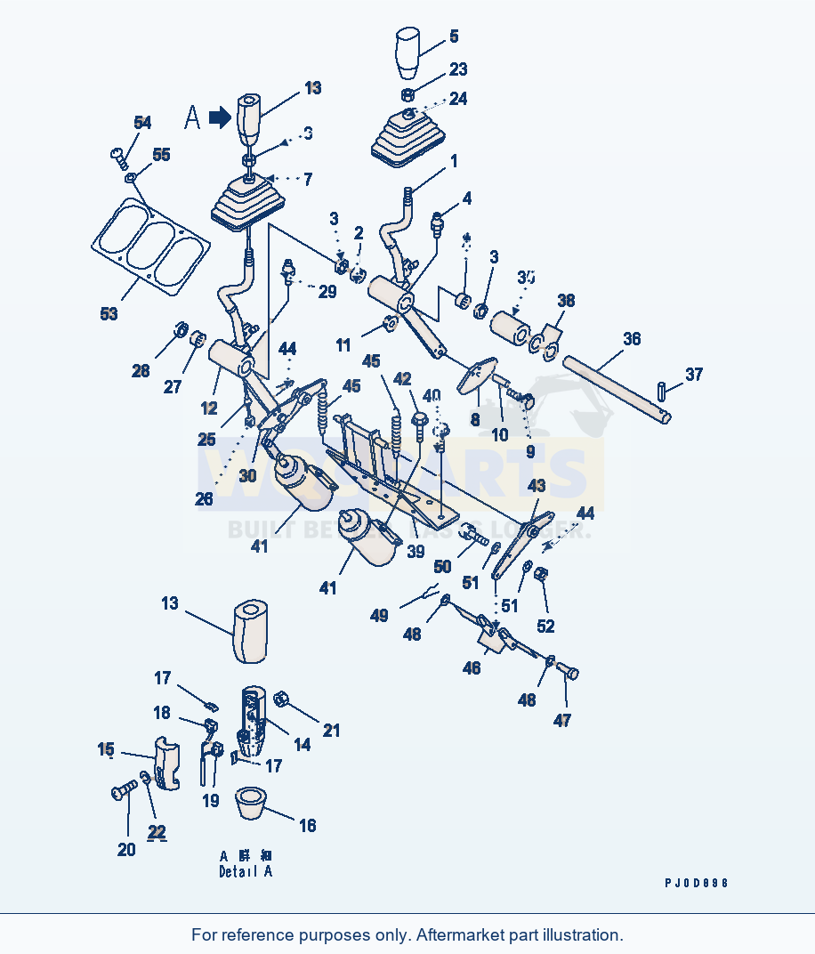 Komatsu WA380-3 Floor (Work Equipment Control Lever)(#54101-) parts diagram