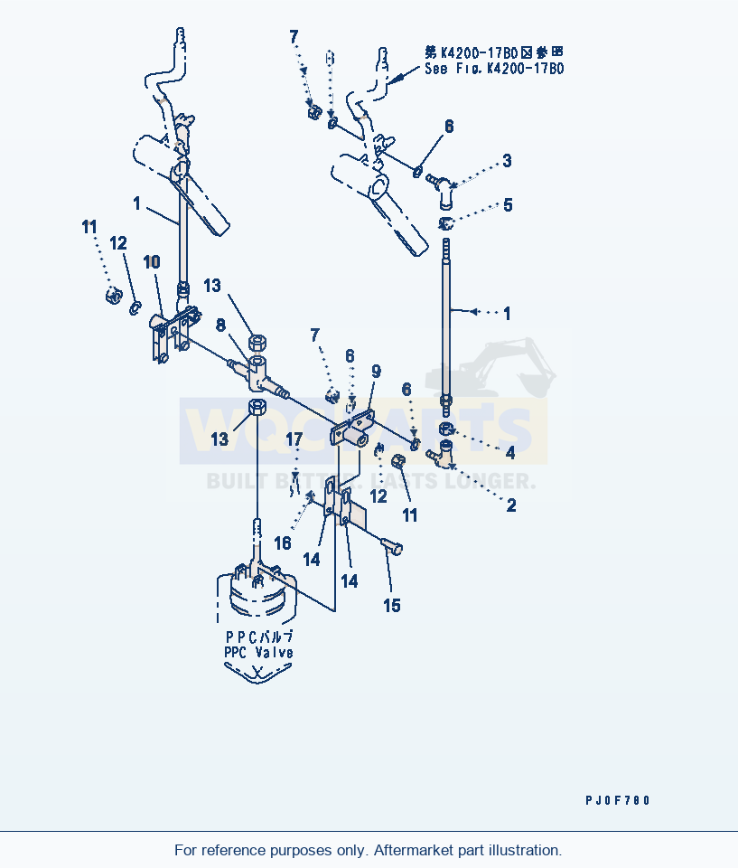 Komatsu WA380-3 Floor (Work Equipment Control Linkage)(#54101-) parts diagram