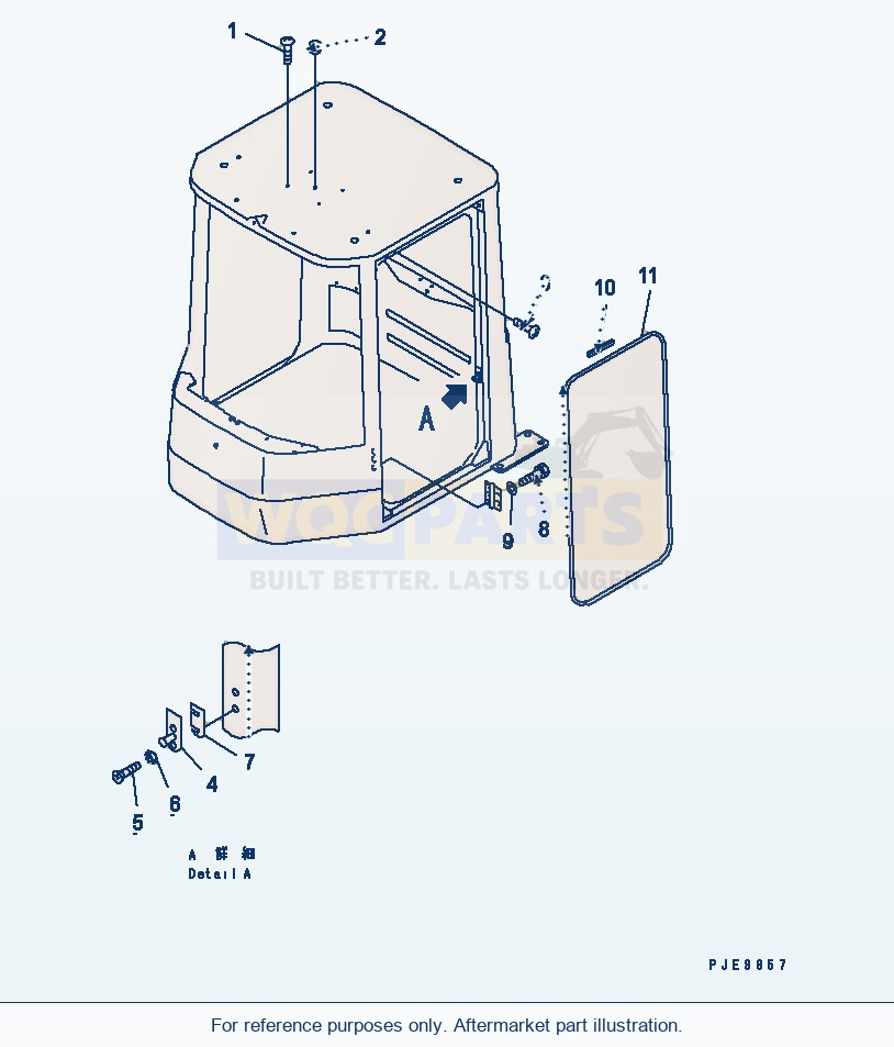 Komatsu WA380-3 Operator'S Cab (Cap And Door Lock) parts diagram