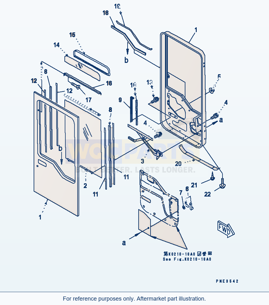 Komatsu WA380-3 Operator'S Cab (Door, R.H.) parts diagram