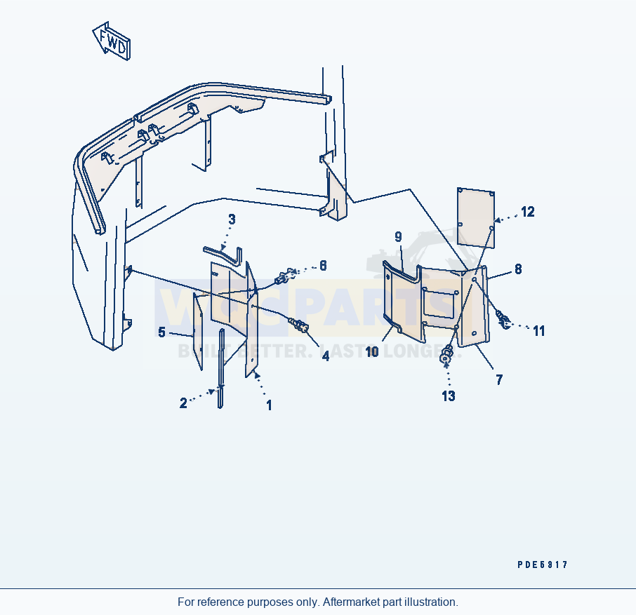 Komatsu WA380-3 Operator'S Cab (Front Interior Cover) parts diagram