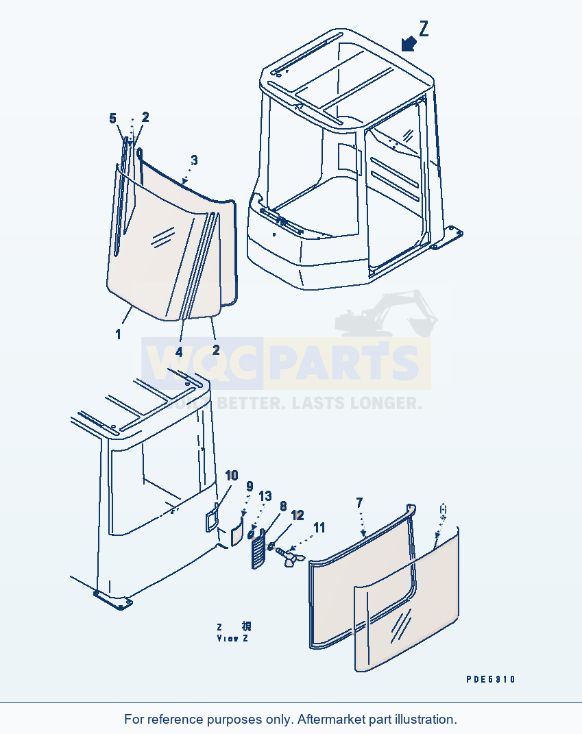 Komatsu WA380-3 Operator'S Cab (Window)(#53001-53999) parts diagram