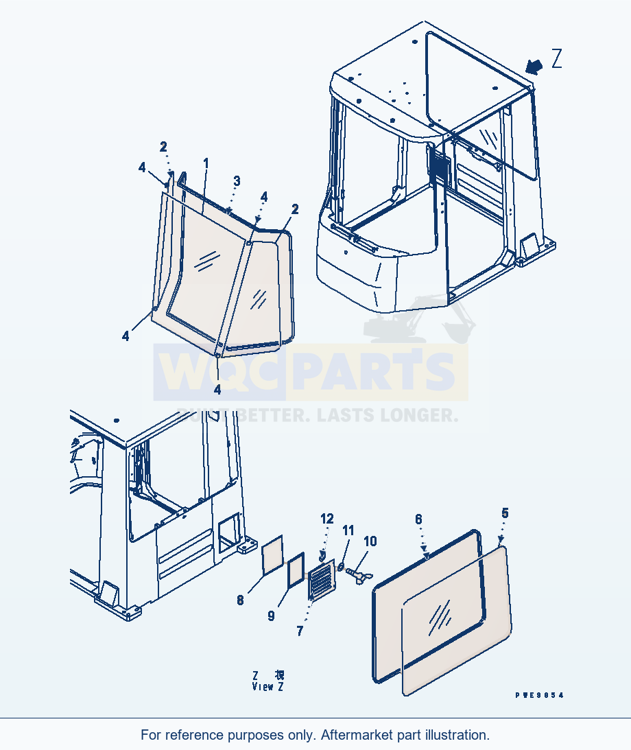 Komatsu WA380-3 Operator'S Cab (Window)(#54001-) parts diagram