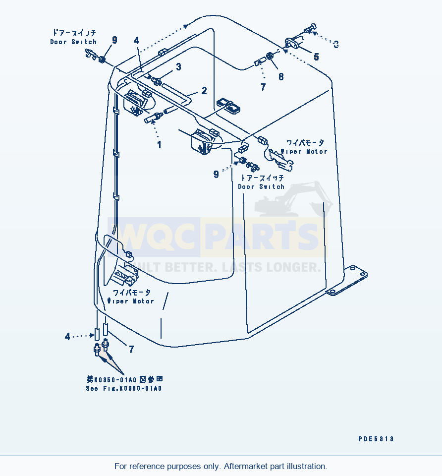 Komatsu WA380-3 Operator'S Cab (Window Washer) parts diagram