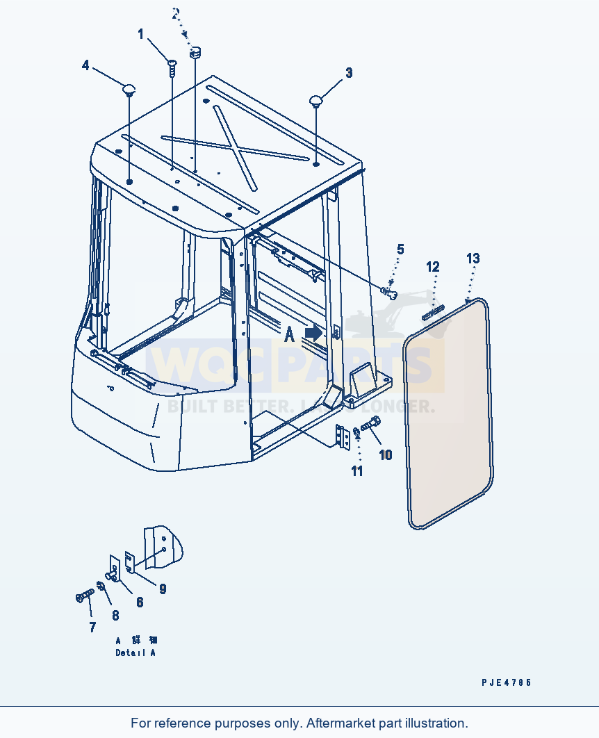 Komatsu WA380-3 Rops Cab (Cap And Door Lock) parts diagram