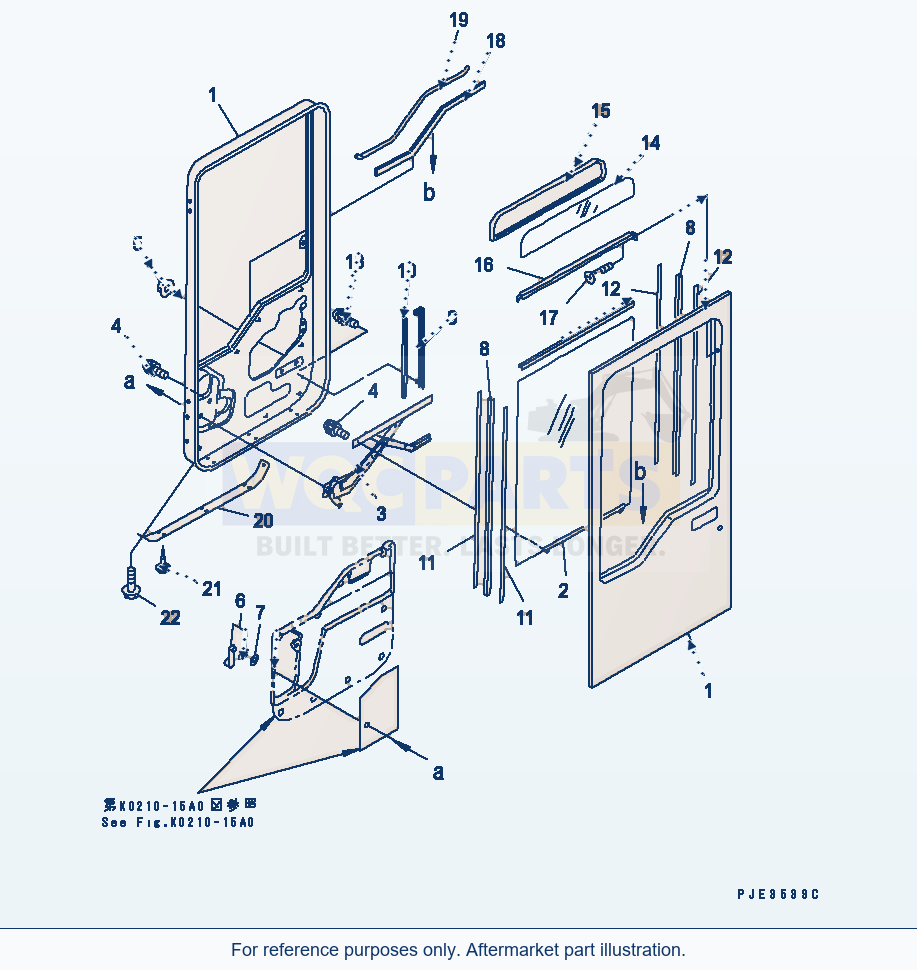 Komatsu WA380-3 Rops Cab (Door, L.H.) parts diagram