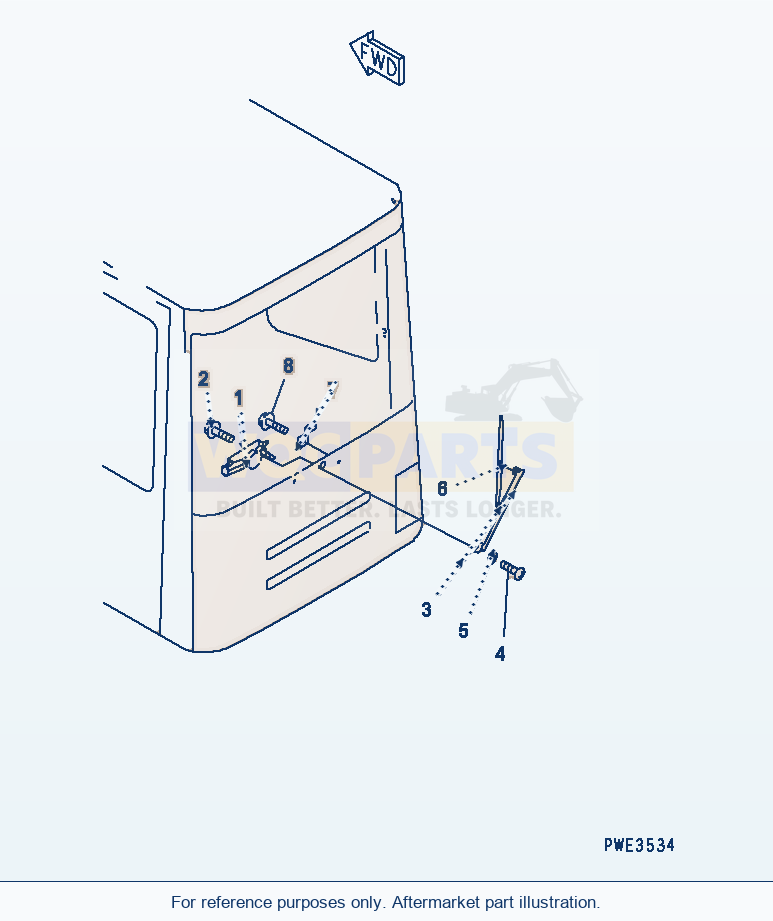 Komatsu WA380-3 Rops Cab (Rear Wiper) parts diagram