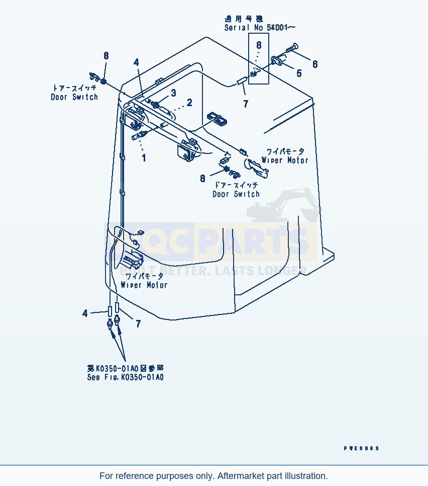 Komatsu WA380-3 Rops Cab (Window Washer) parts diagram