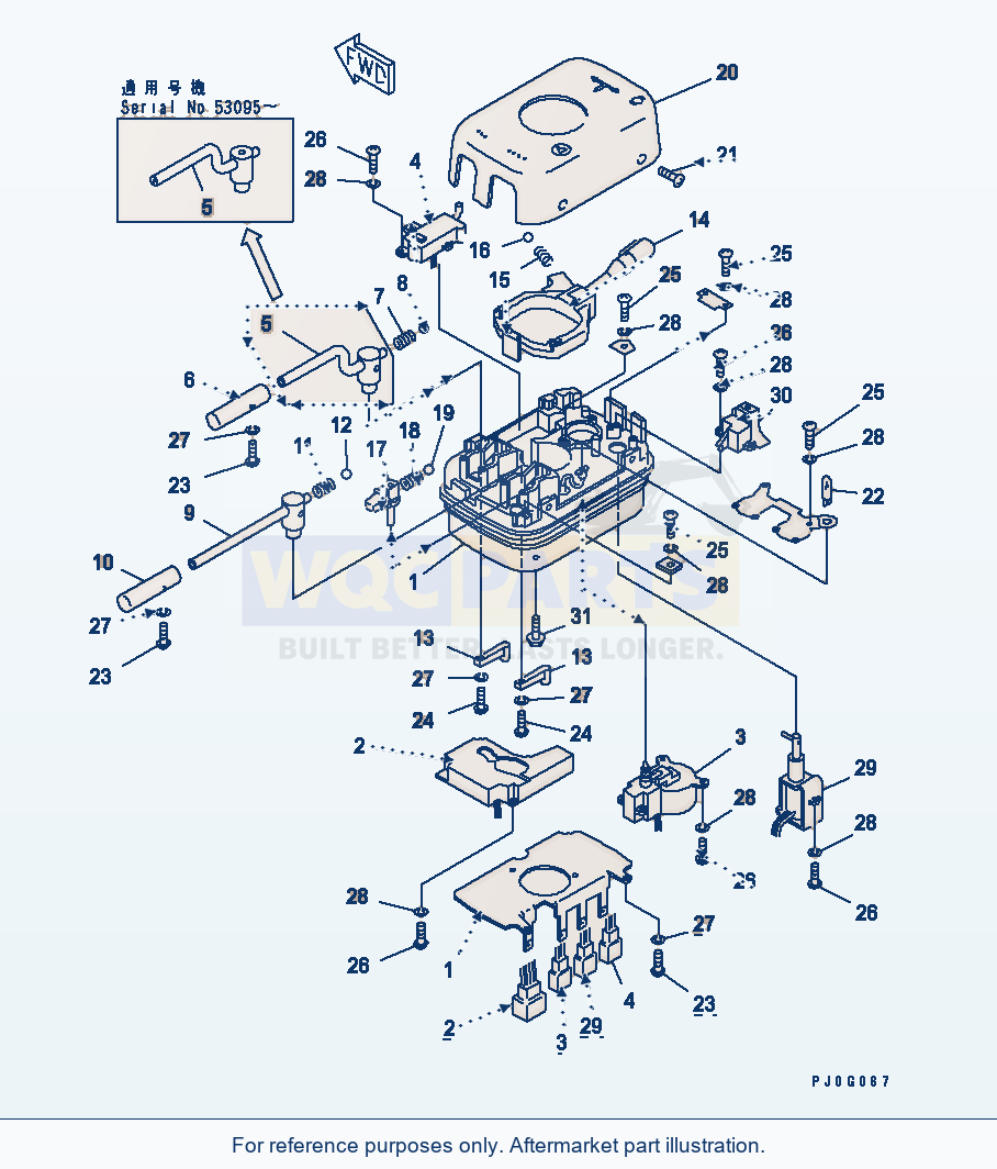 Komatsu WA380-3 Transmission Control Switch parts diagram