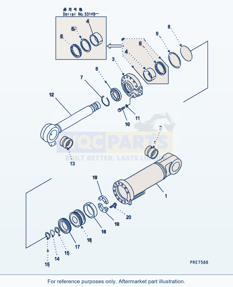Komatsu WA380-3 Dump Cylinder parts diagram