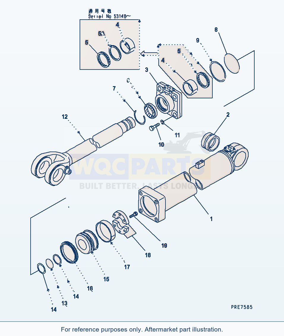 Komatsu WA380-3 Lift Cylinder(#53001-54100) parts diagram