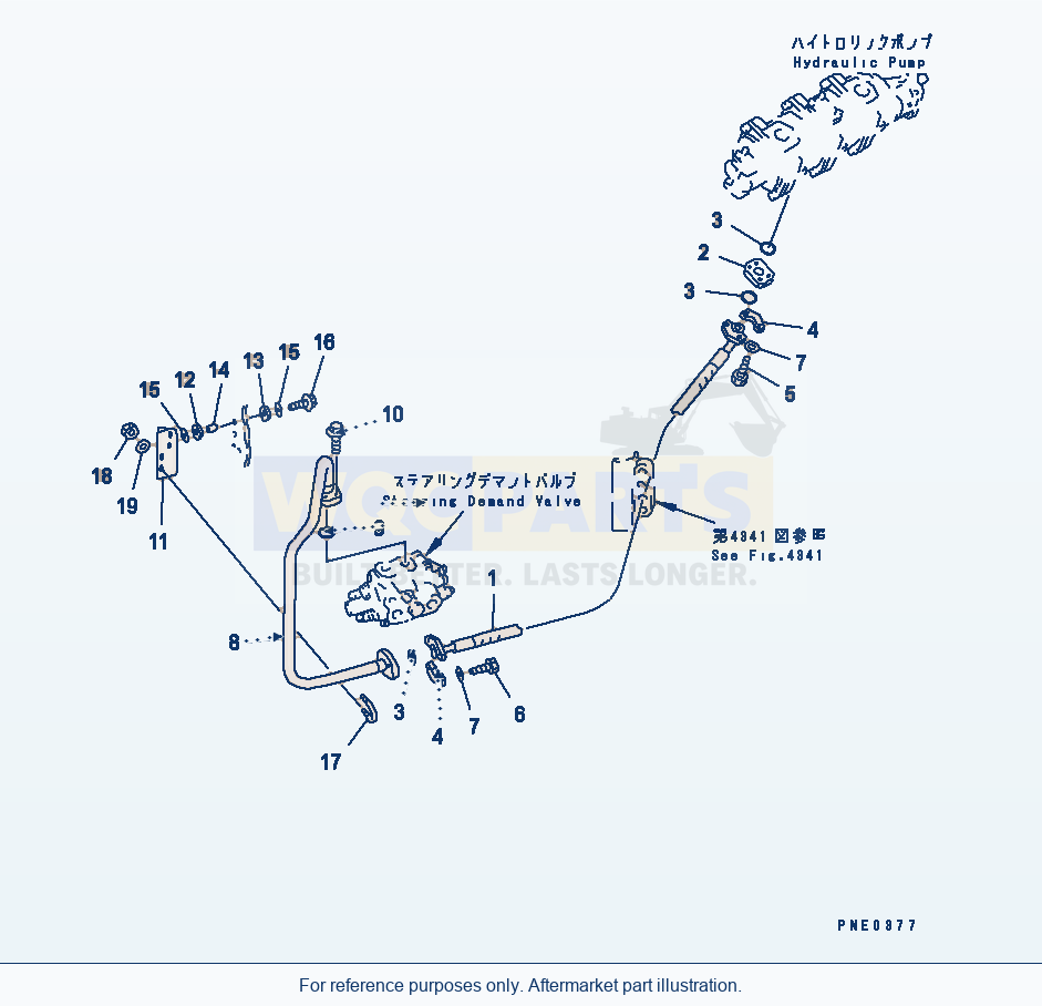 Komatsu WA380-3 Hydraulic Piping (Steering Pump Line)(#50001-) parts diagram