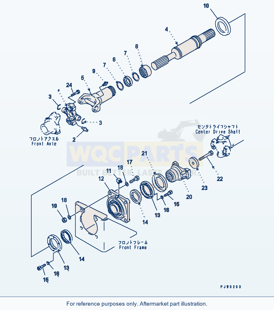 Komatsu WA380-3 Drive Shaft (Front) (With Auto Grease System) parts diagram
