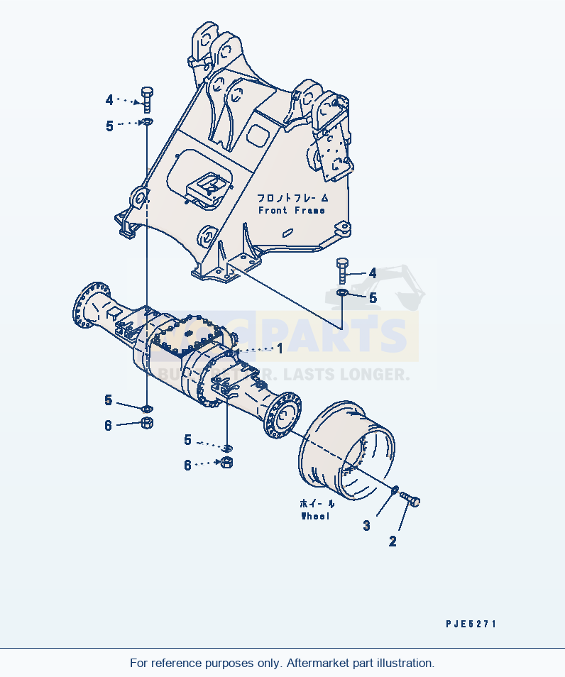 Komatsu WA380-3 Front Axle And Mounting parts diagram