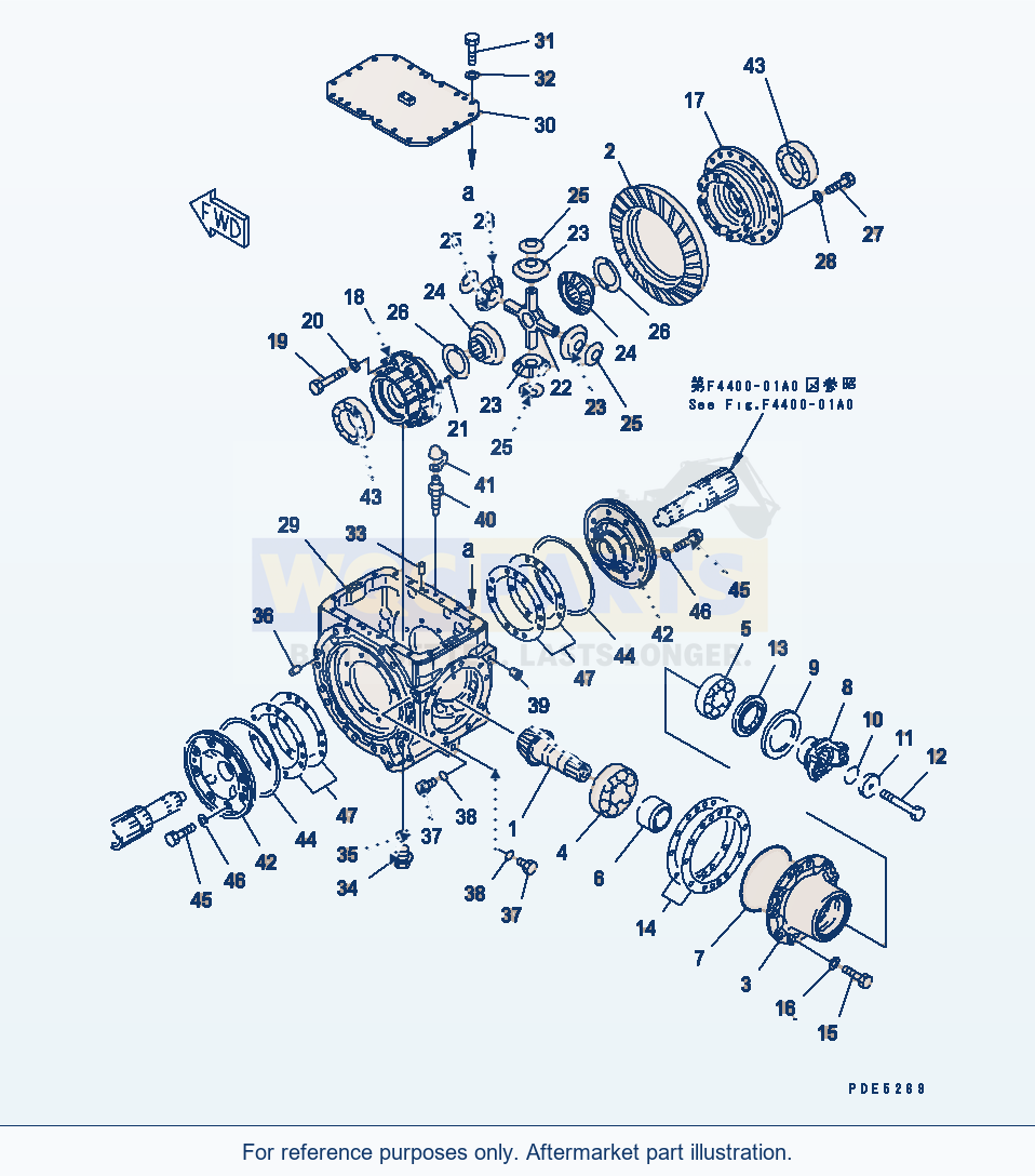Komatsu WA380-3 Front Axle (Differential) parts diagram