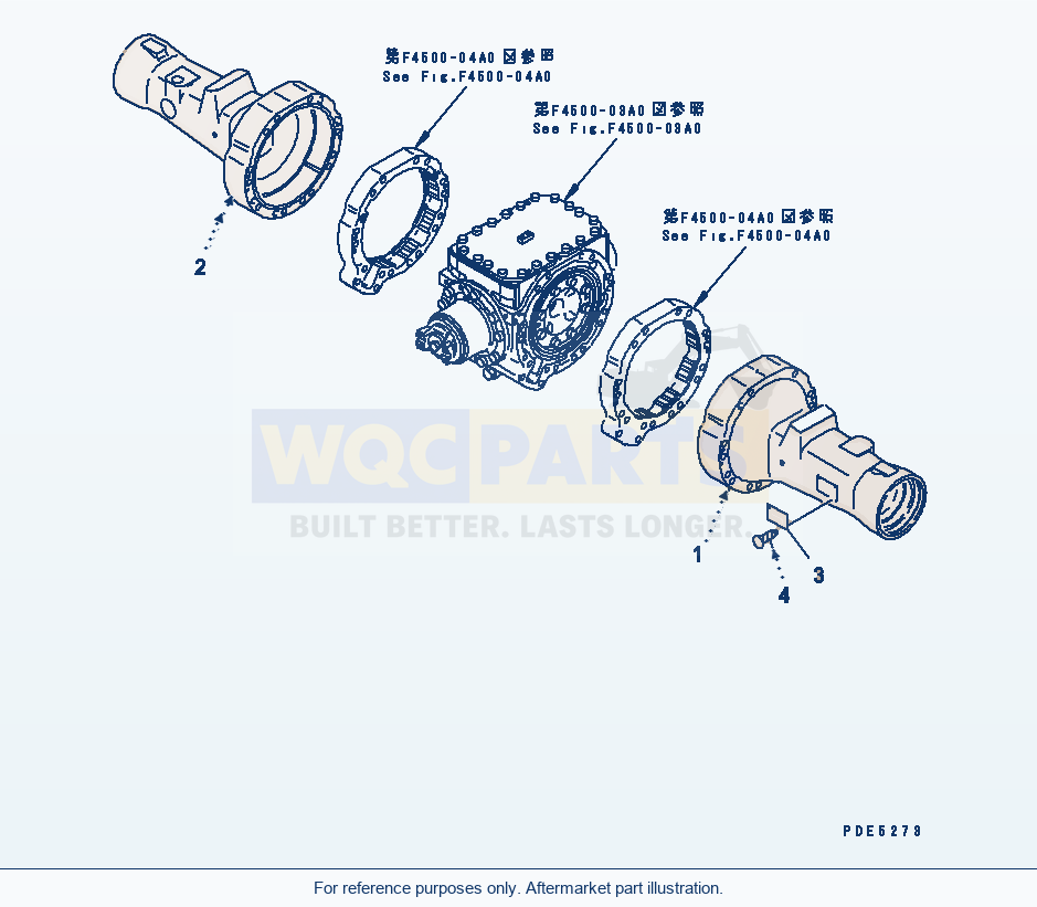 Komatsu WA380-3 Rear Axle (Axle Housing) parts diagram