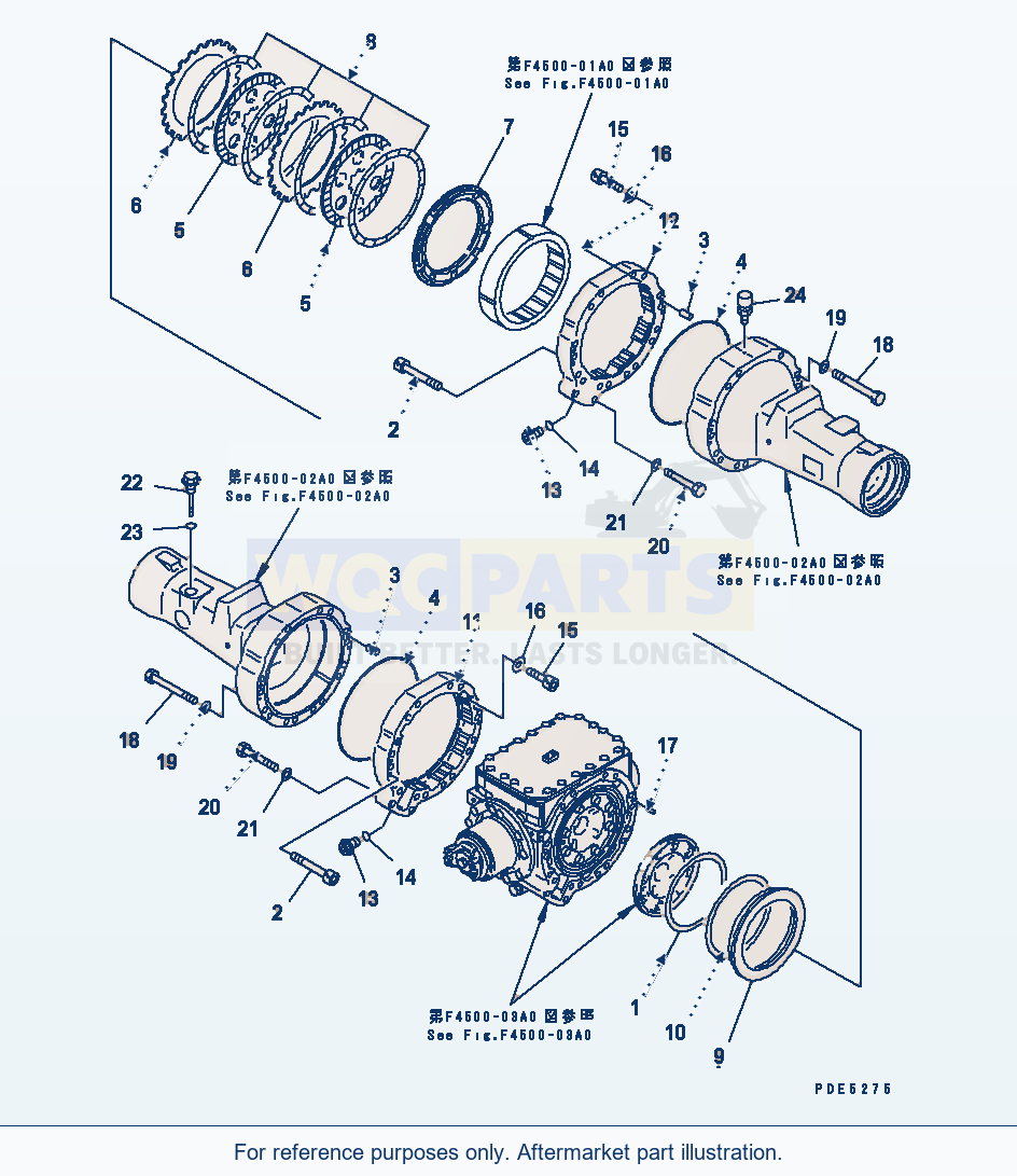 Komatsu WA380-3 Rear Axle (Brake And Brake Housing) parts diagram
