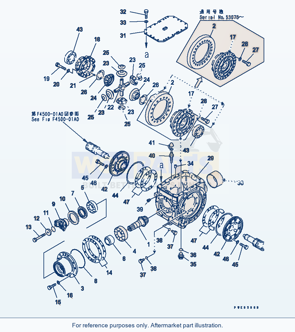 Komatsu WA380-3 Rear Axle (Differential) parts diagram