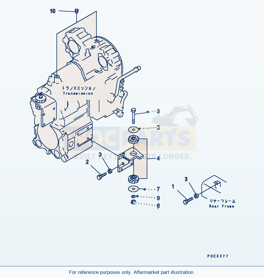 Komatsu WA380-3 Torque Converter And Transmission Mounting parts diagram