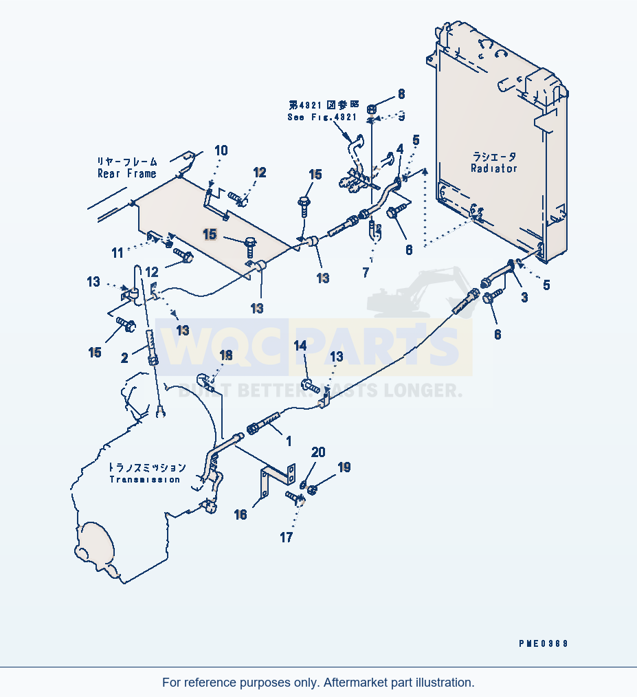 Komatsu WA380-3 Transmission Piping (Oil Cooler Line)(#50001-) parts diagram