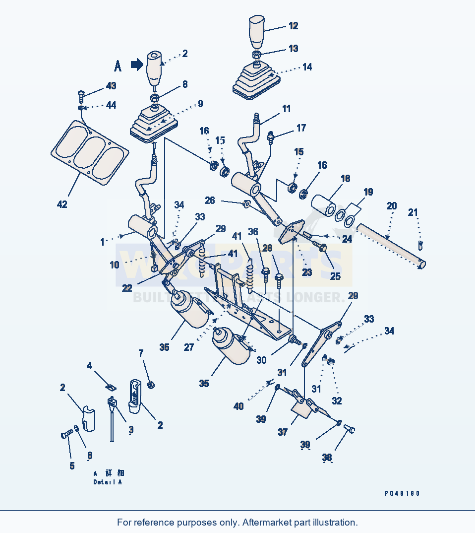 Komatsu WA380-3 Work Equipment Control Lever(#50001-) parts diagram