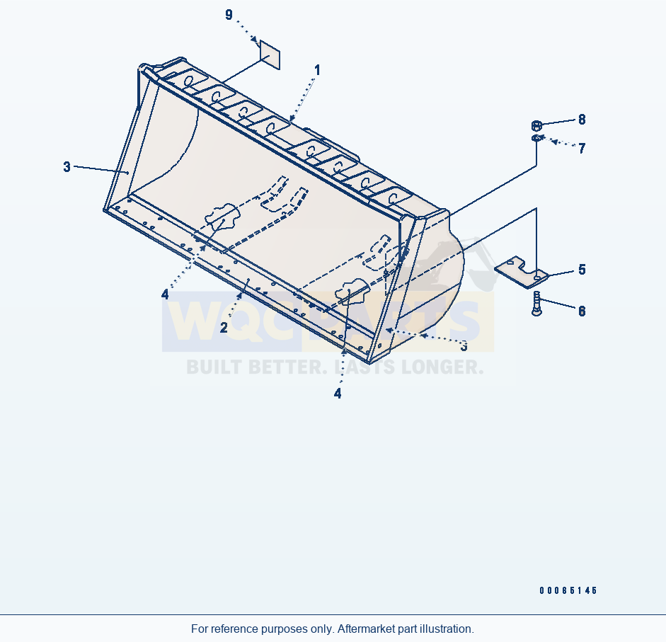 Komatsu WA380-3 Bucket, 2.6m³ parts diagram