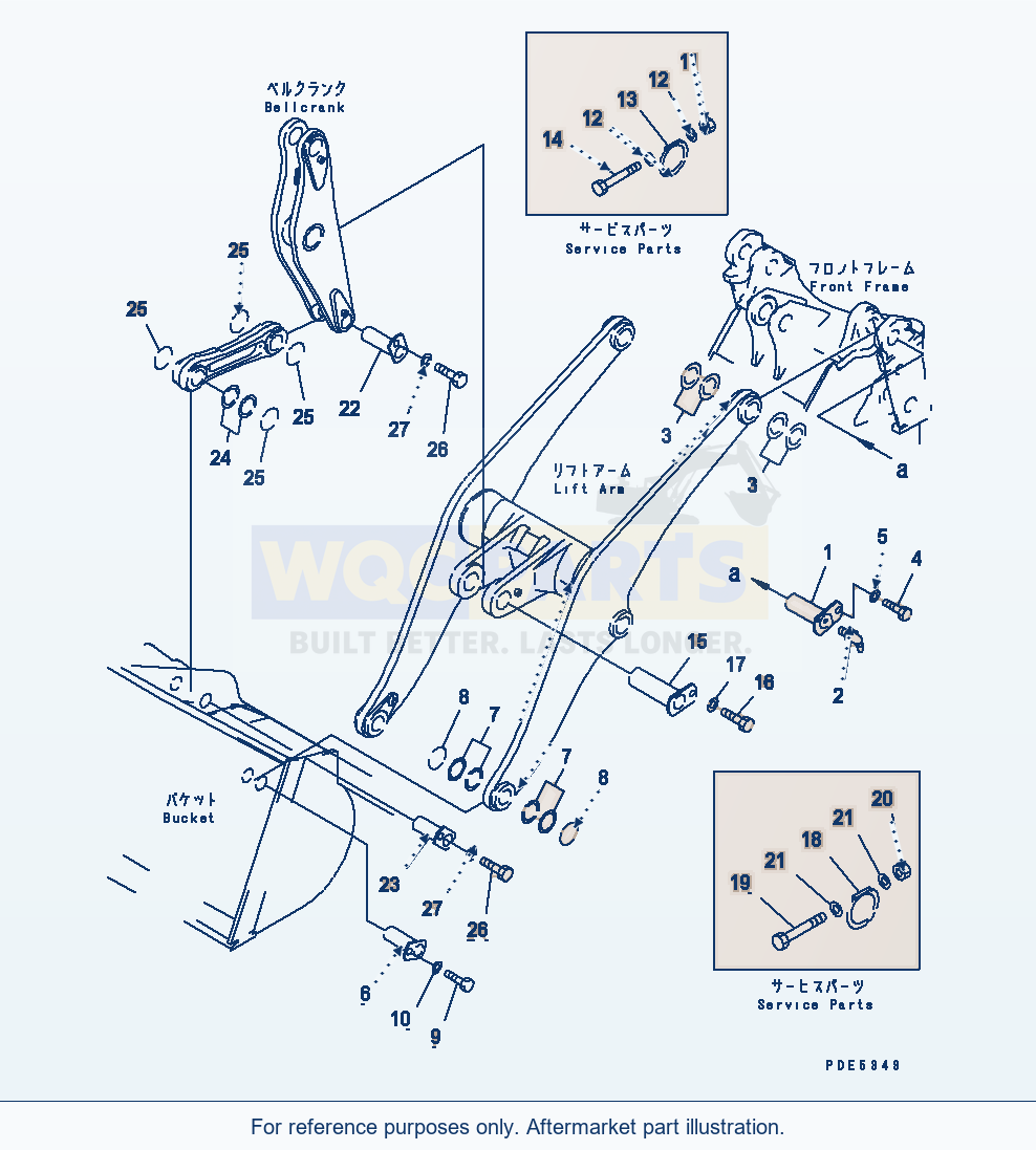 Komatsu WA380-3 Lift Arm And Bellcrank (Mounting Parts) parts diagram