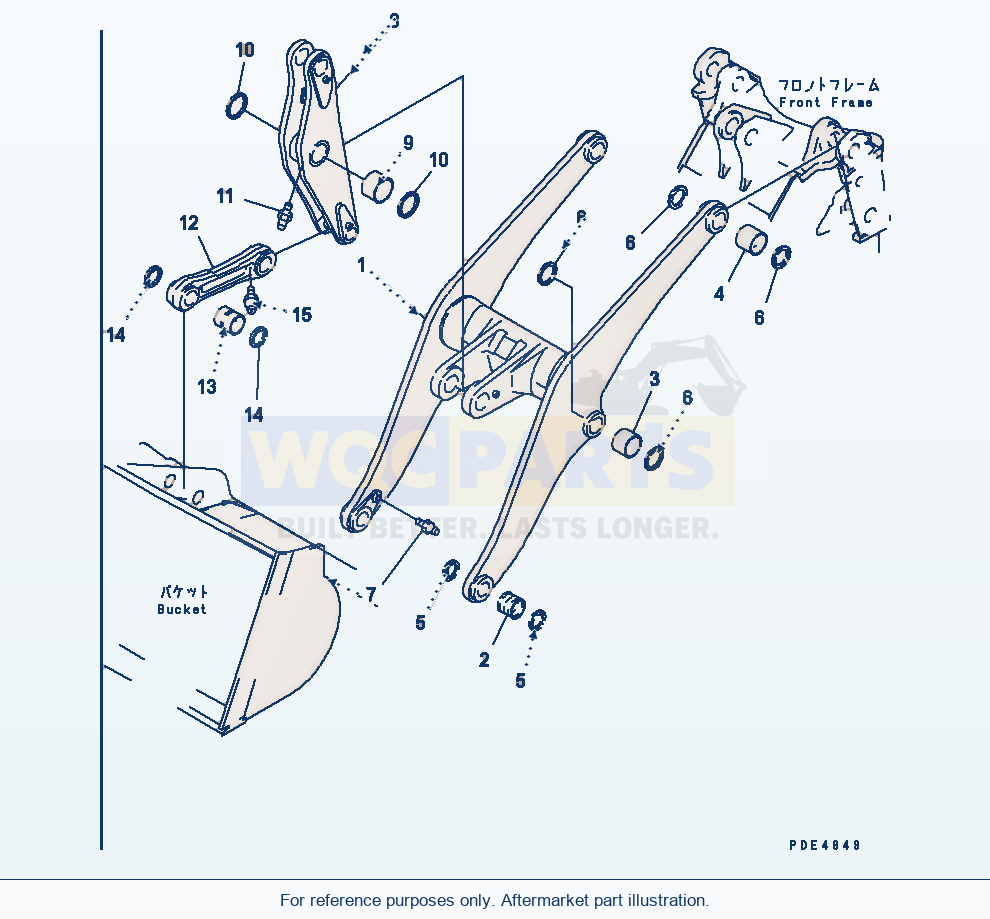 Komatsu WA380-3 Lift Arm And Bellcrank parts diagram