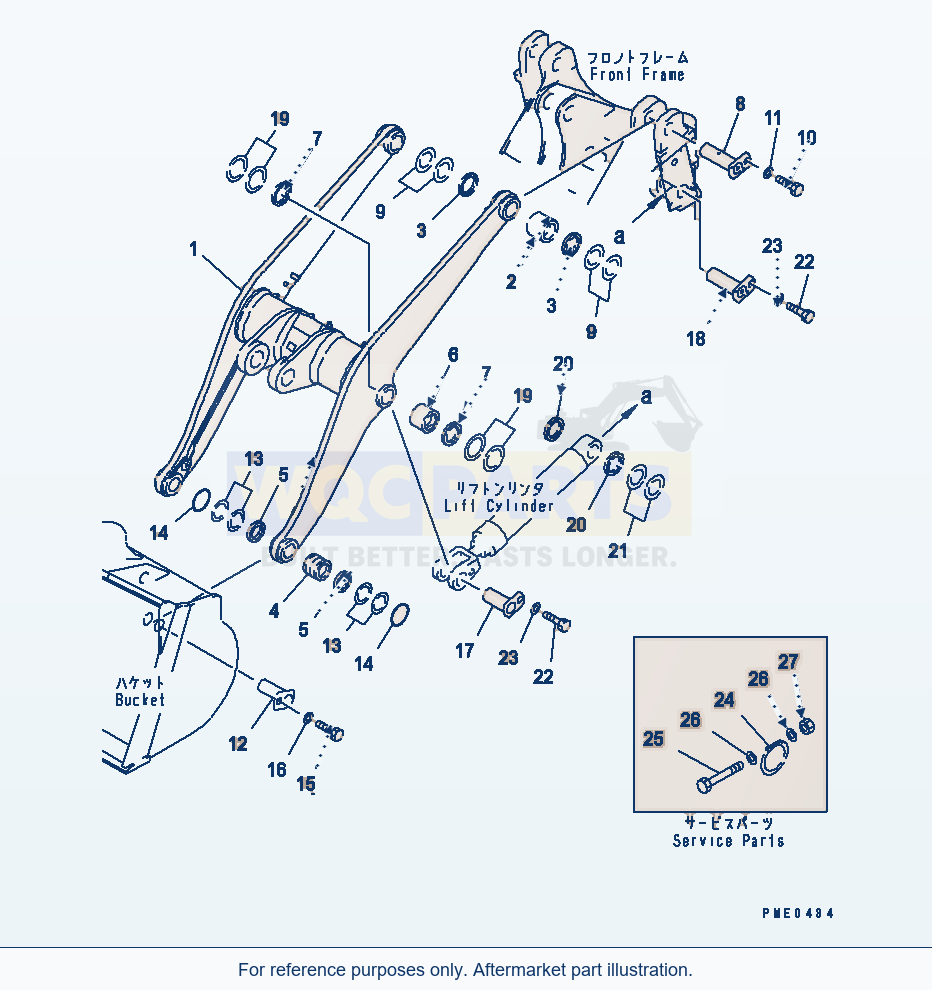 Komatsu WA380-3 Lift Arm (With Auto Grease System)(#50001-) parts diagram