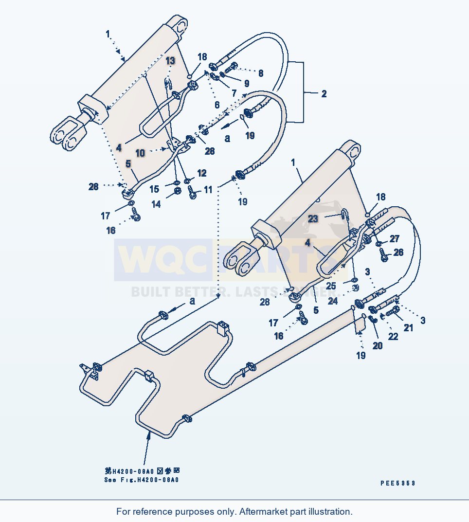 Komatsu WA380-3 Lift Cylinder (Hydraulic Piping)(#53001-54100) parts diagram