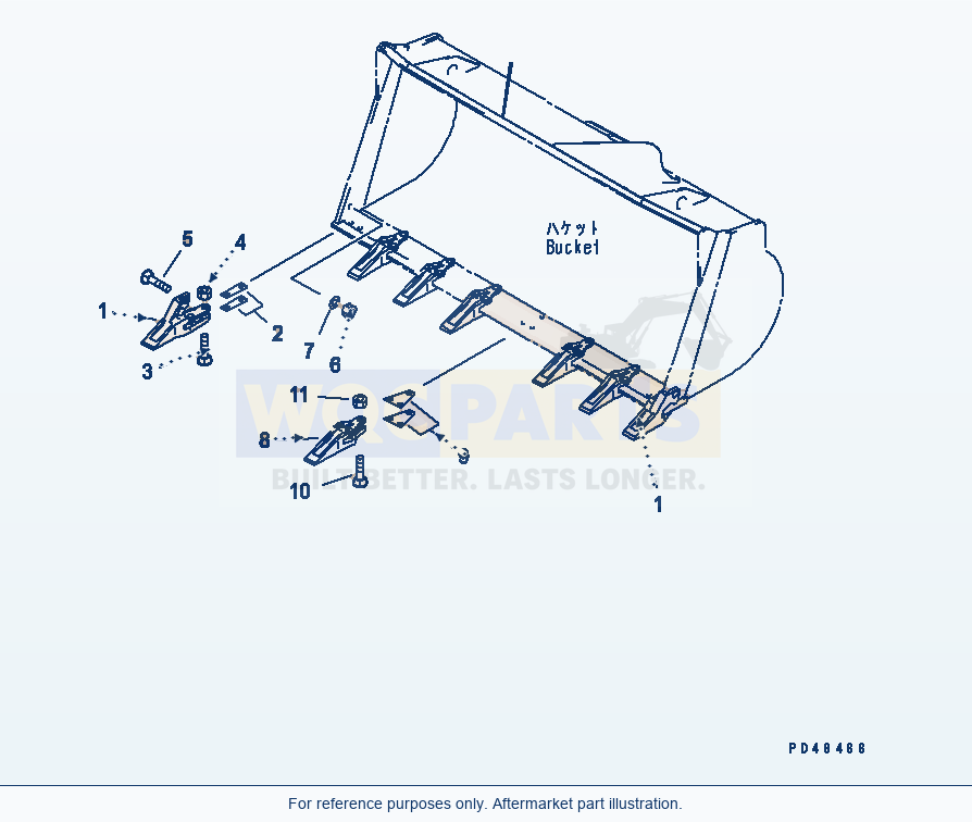 Komatsu WA380-3 Tooth(#50001-) parts diagram
