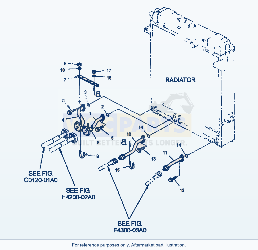 Komatsu WA380-3MC Radiator - Oil Cooler Piping parts diagram