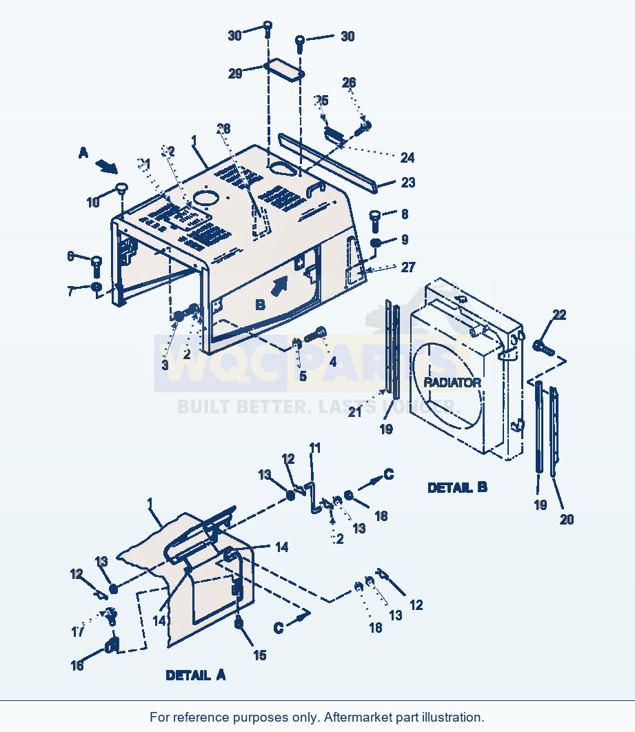 Komatsu WA380-3MC Hood - Engine Hood And Mounting parts diagram