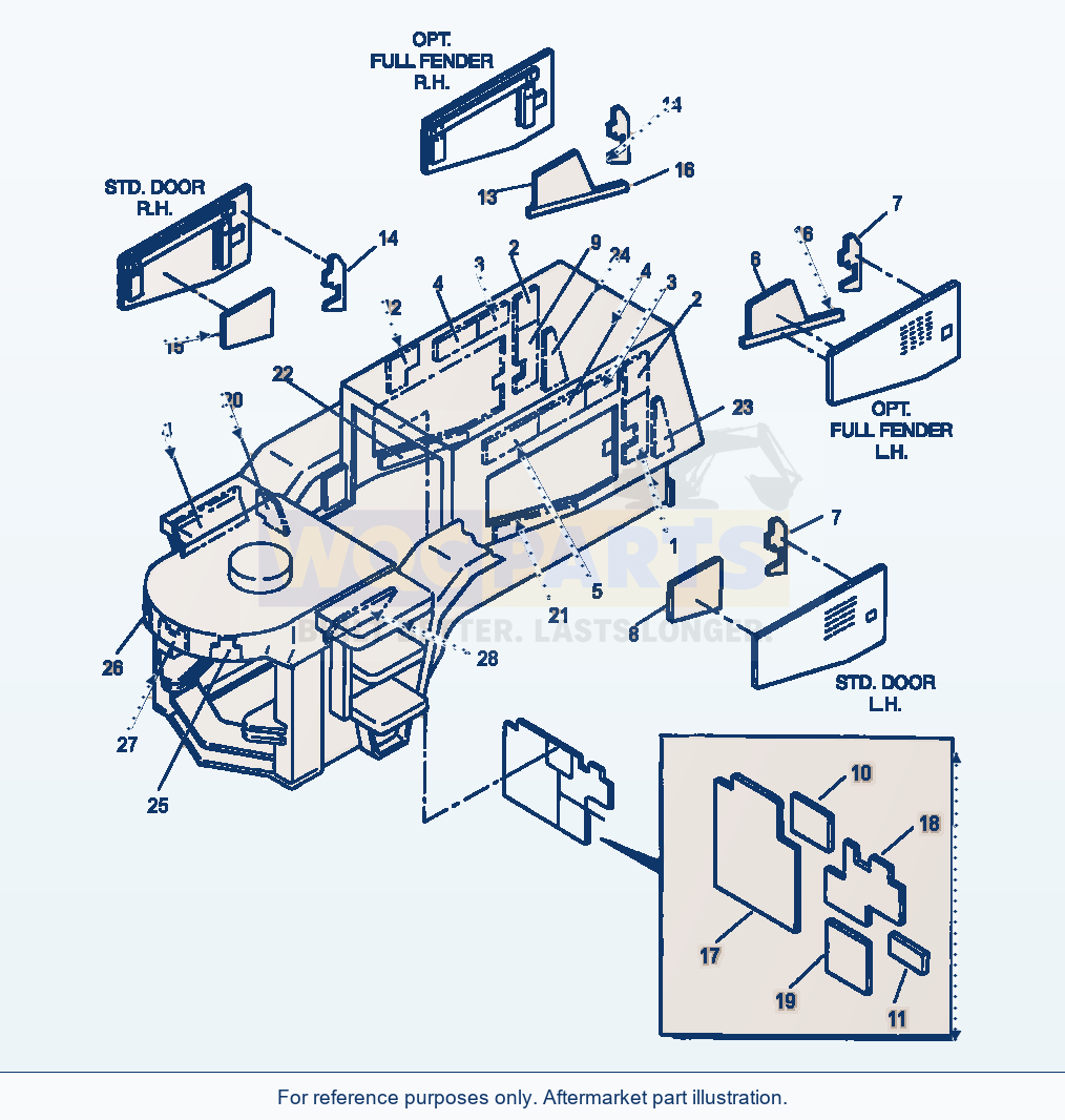 Komatsu WA380-3MC Hood - Sound Insulation parts diagram
