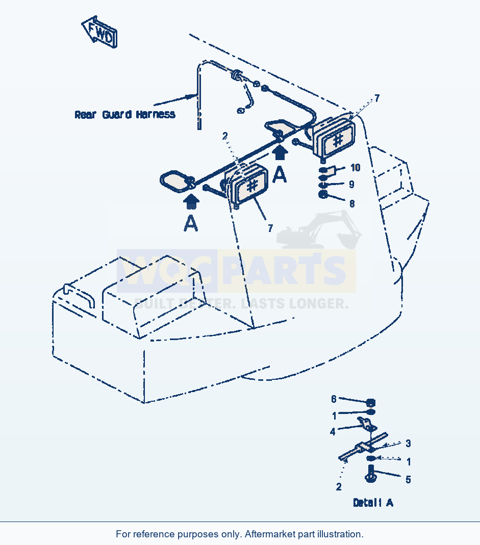 Komatsu WA380-3MC Radiator Guard - Rear Work Lamp And Harness parts diagram