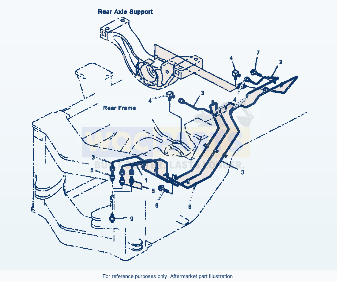 Komatsu WA380-3MC Remote Grease - Rear Axle Support parts diagram