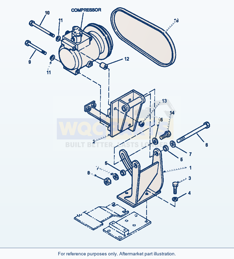 Komatsu WA380-3MC Air Conditioner - Compressor Mounting parts diagram