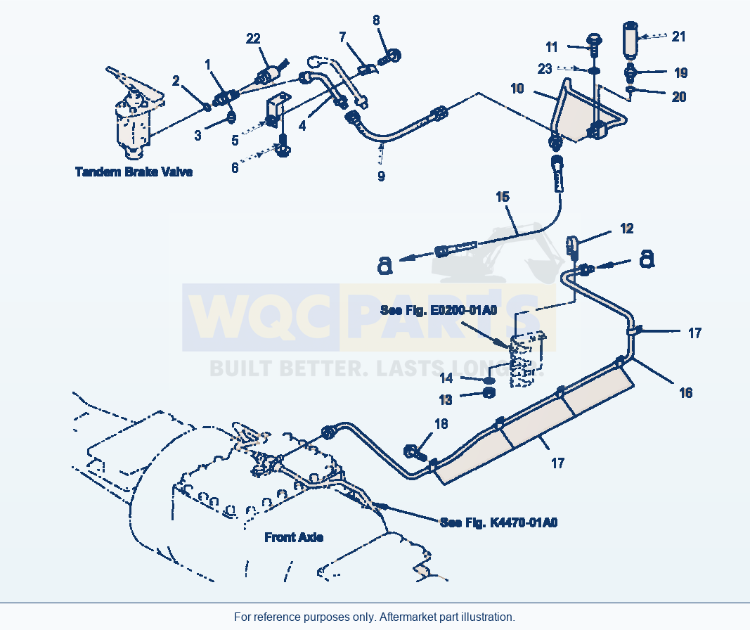 Komatsu WA380-3MC Brake Control Piping - Front Brake Line parts diagram