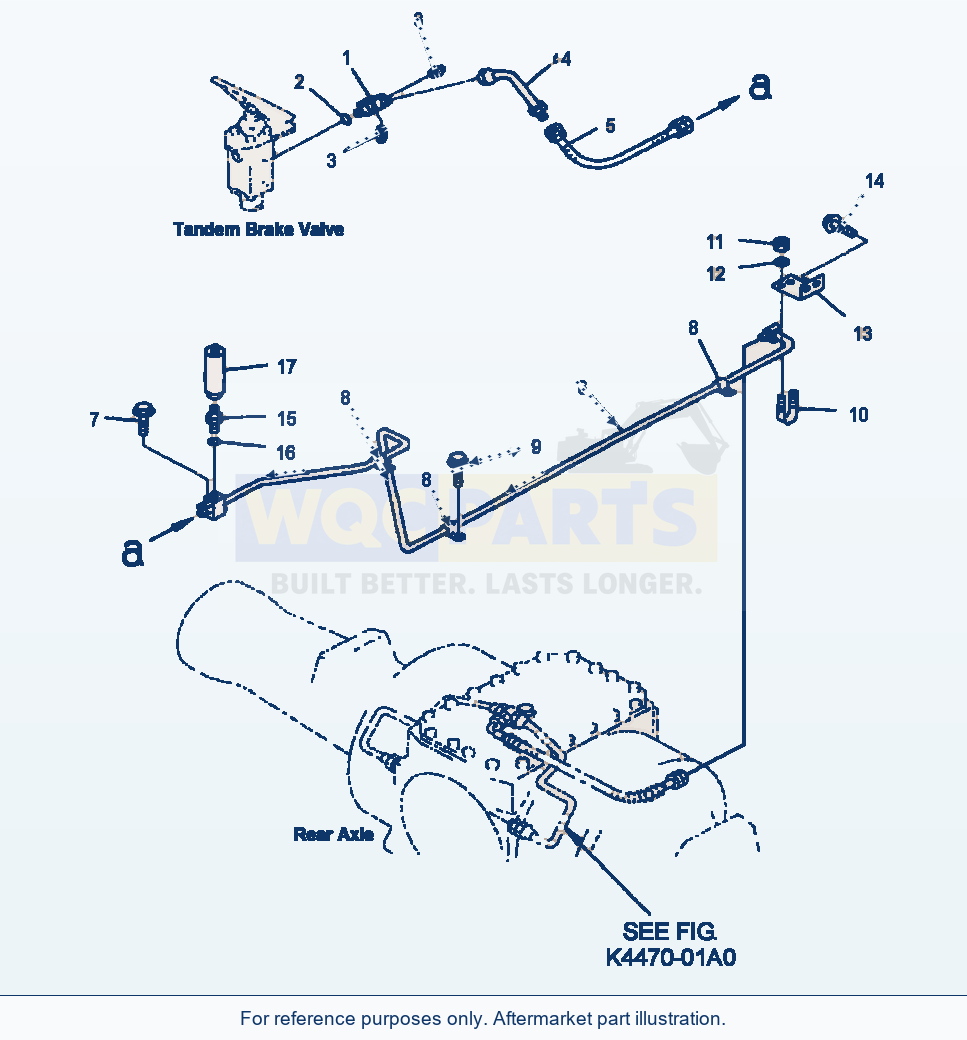 Komatsu WA380-3MC Brake Control Piping - Rear Brake Line parts diagram