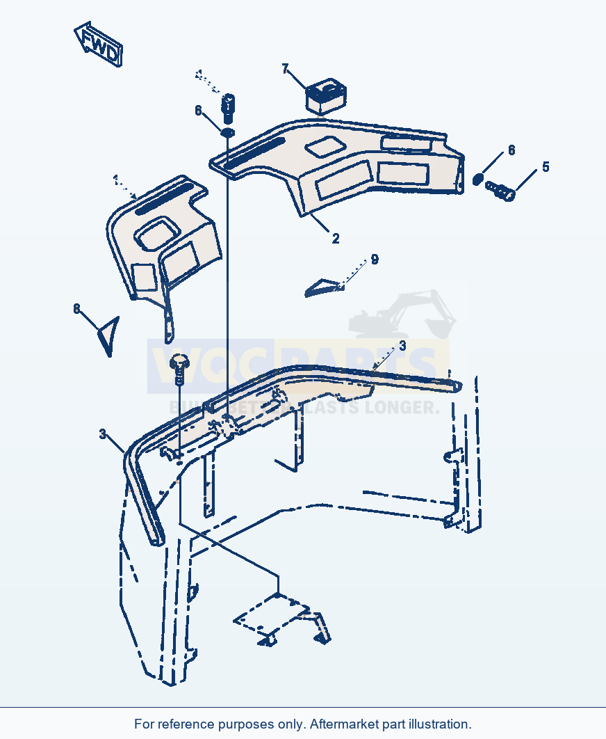 Komatsu WA380-3MC Operator'S Cab - Front Interior Trim parts diagram