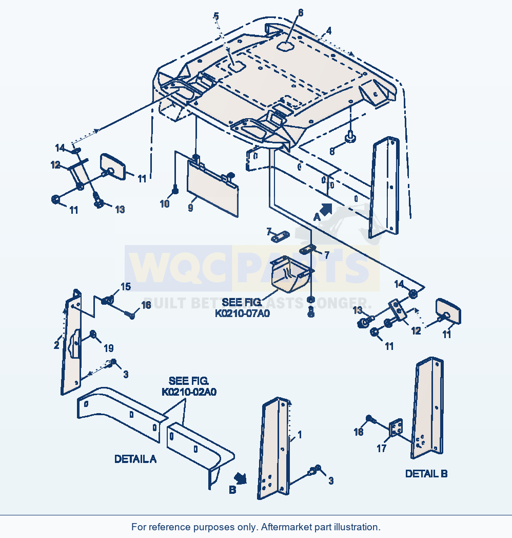 Komatsu WA380-3MC Operator'S Cab - Roof, Sun Visor And Mirror parts diagram