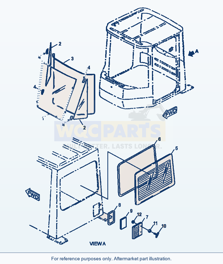 Komatsu WA380-3MC Operator'S Cab - Window Glass parts diagram