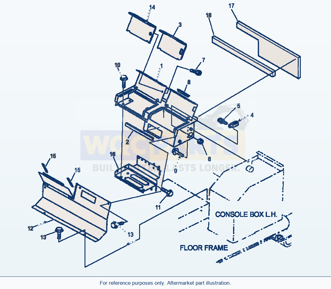 Komatsu WA380-3MC Rear Console Box parts diagram