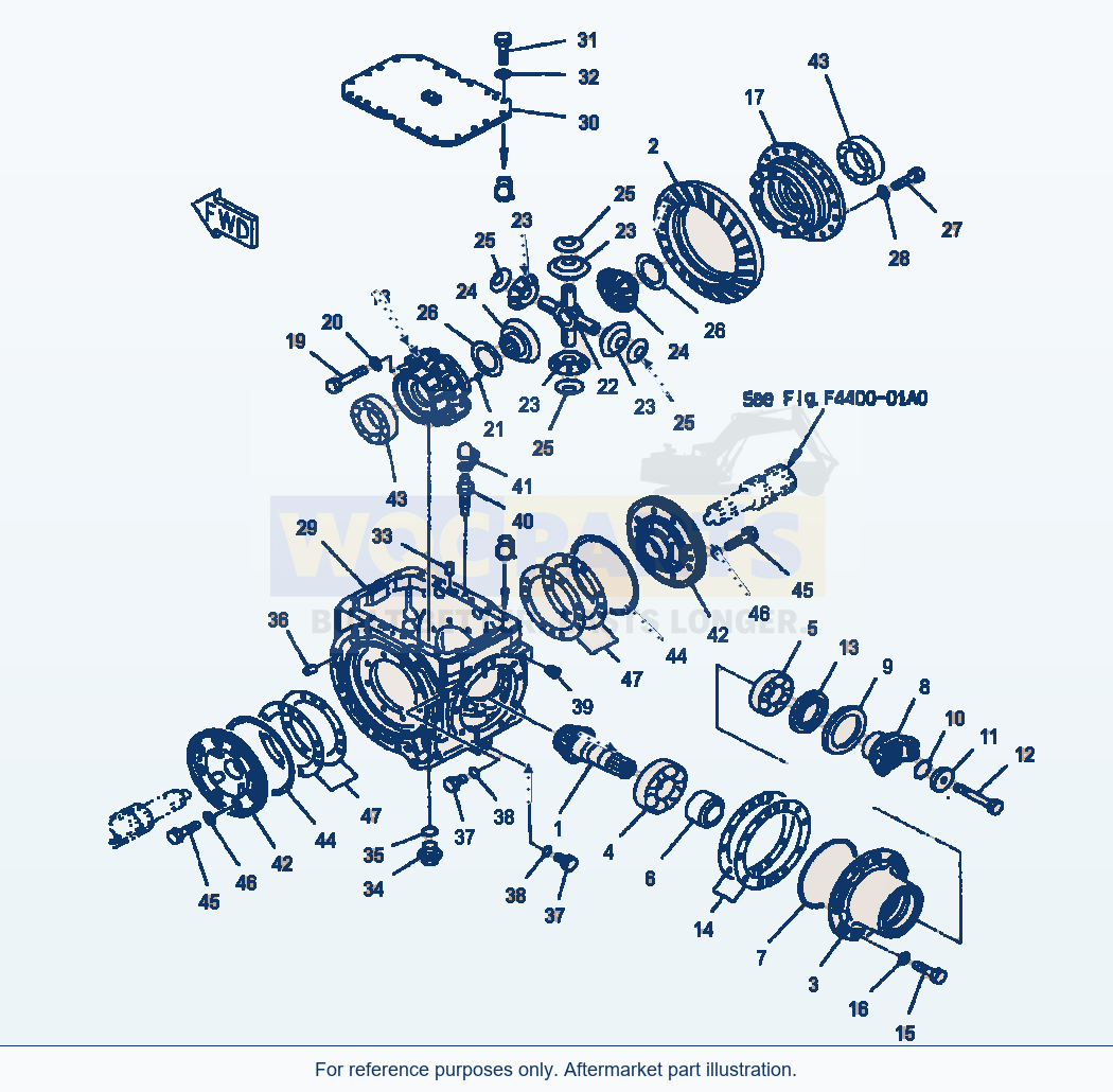 Komatsu WA380-3MC Front Axle - Standard Differential parts diagram