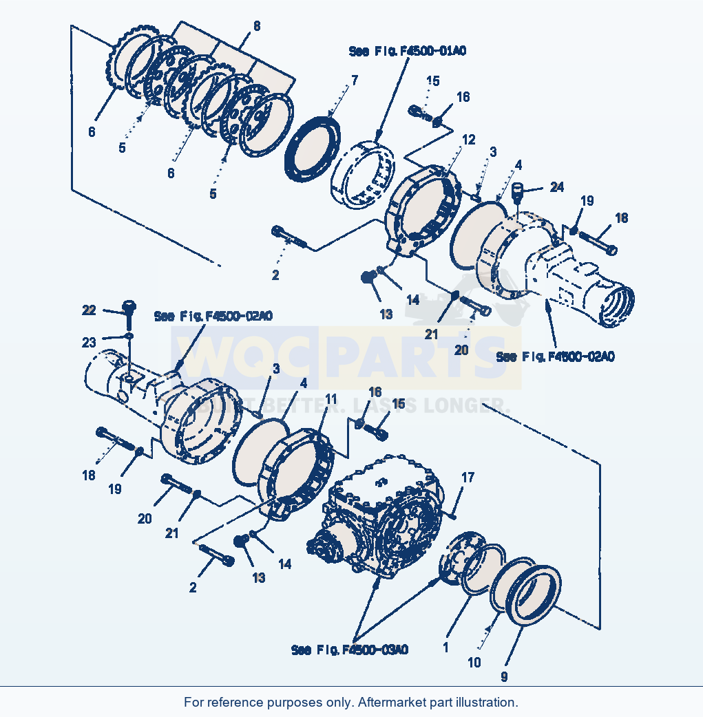 Komatsu WA380-3MC Rear Axle - Brake And Brake Housing parts diagram