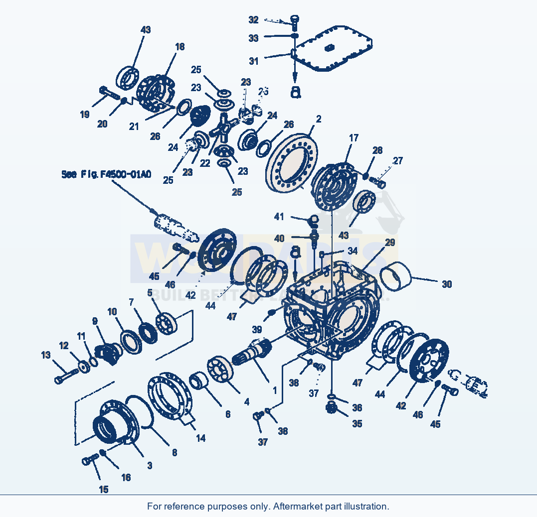 Komatsu WA380-3MC Rear Axle - Standard Differential parts diagram