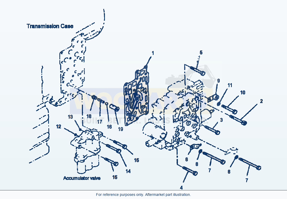 Komatsu WA380-3MC Transmission Control Valve - Mounting parts diagram