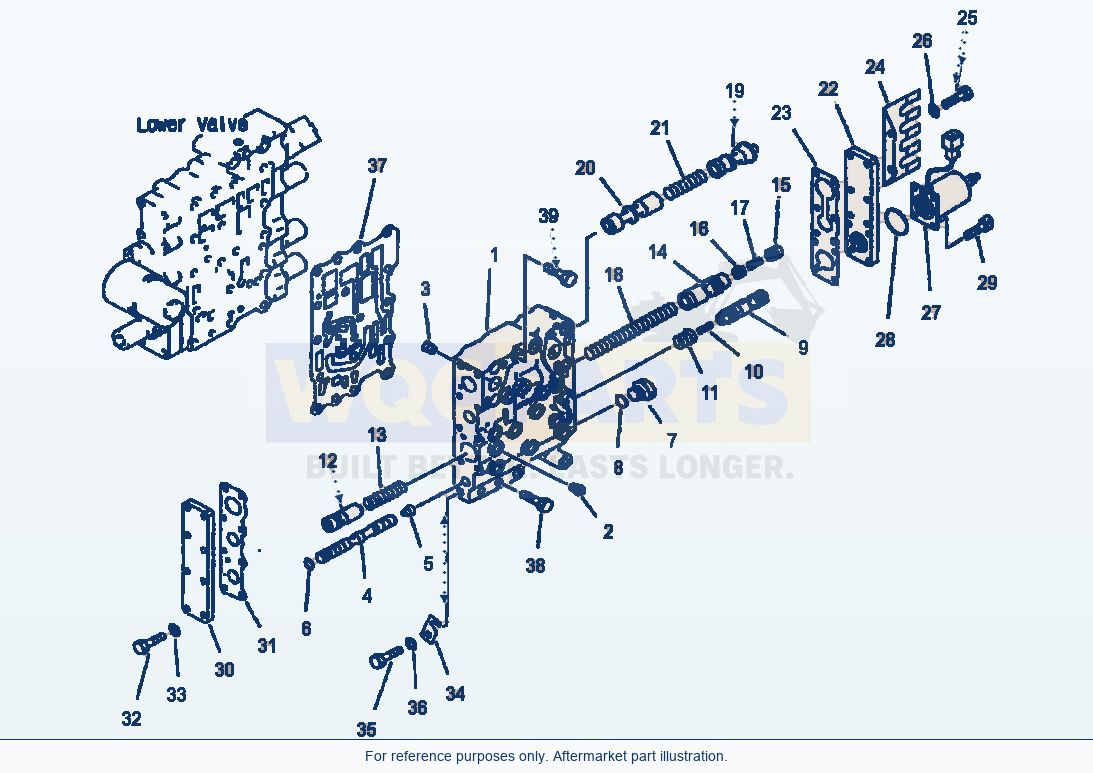 Komatsu WA380-3MC Transmission Control Valve - Upper Valve parts diagram