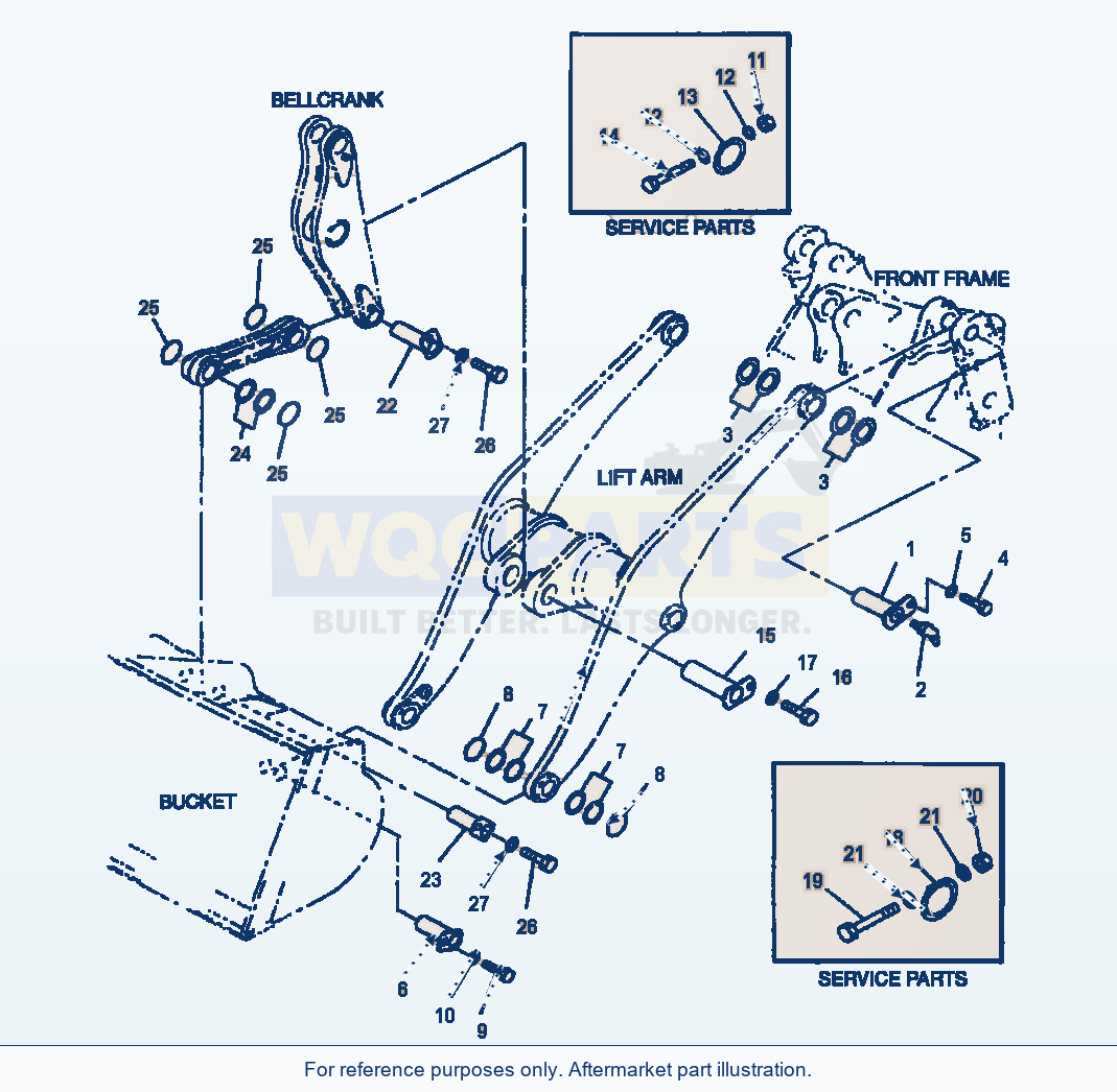 Komatsu WA380-3MC Boom And Bellcrank - Mounting parts diagram